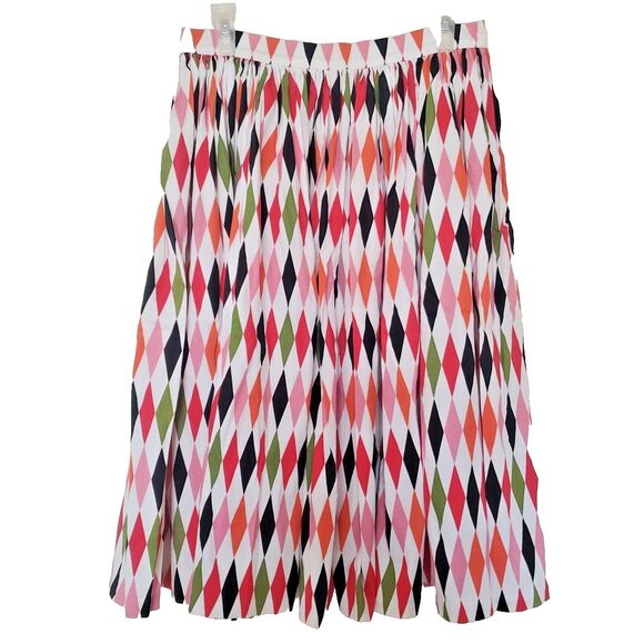 Pinup Couture Bella Gathered Harlequin Swing Skirt Womens Size L Colorful Cotton